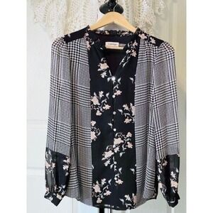 Calvin Klein Floral Houndstooth Button Down Top Whimsigoth Cottage